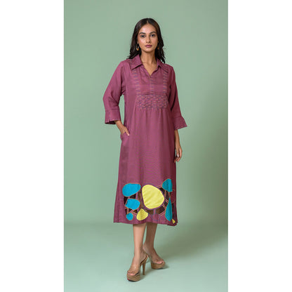 The House of Hemp Women Latest Midi Length Three Fourth Sleeves Dress