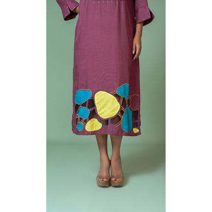 The House of Hemp Women Latest Midi Length Three Fourth Sleeves Dress