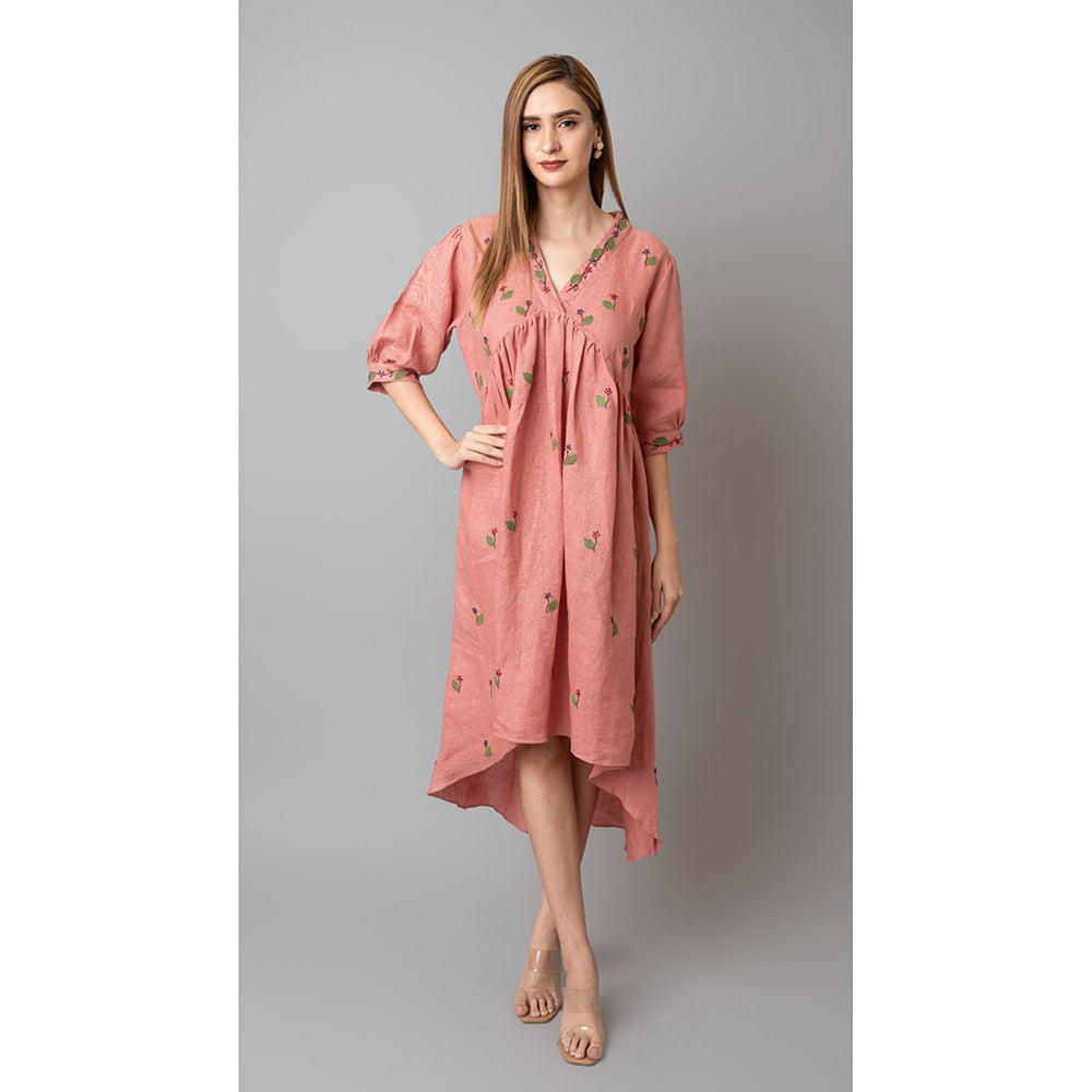 The House of Hemp Women Latest Knee Length Three Fourth Sleeves Dress