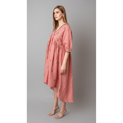 The House of Hemp Women Latest Knee Length Three Fourth Sleeves Dress