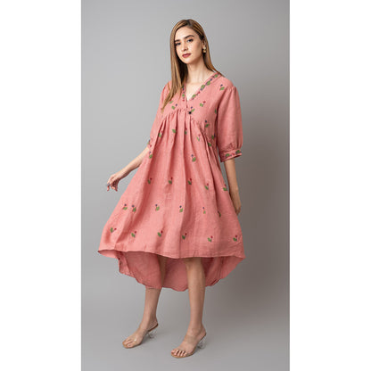 The House of Hemp Women Latest Knee Length Three Fourth Sleeves Dress