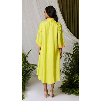 The House of Hemp Women Latest Midi Length Three Fourth Sleeves Dress