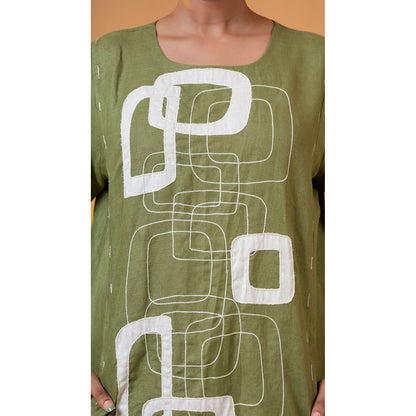 The House of Hemp Women Latest Midi Length Three Fourth Sleeves Dress