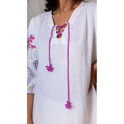 The House of Hemp Women Latest Midi Length Three Fourth Sleeves Dress