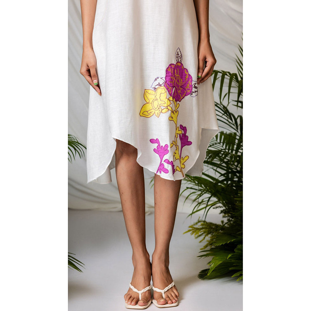 The House of Hemp Women Latest Midi Length Puff Sleeves Dress