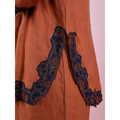 The House of Hemp Women Latest Stylish Neck Hemp And Lyocell Brown Co-Ord (Set of 2)