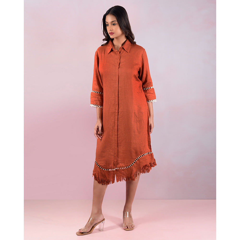 The House of Hemp Women Hemp and Lyocell Rustic Fringe Dress