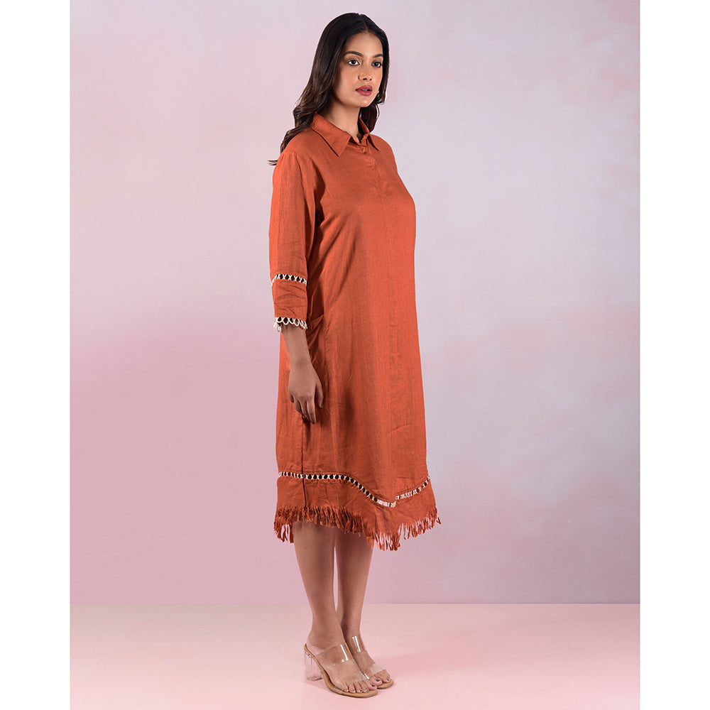 The House of Hemp Women Hemp and Lyocell Rustic Fringe Dress