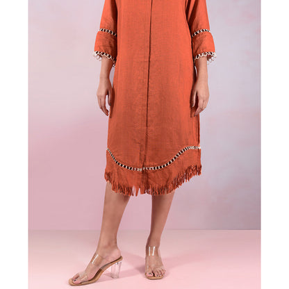 The House of Hemp Women Hemp and Lyocell Rustic Fringe Dress