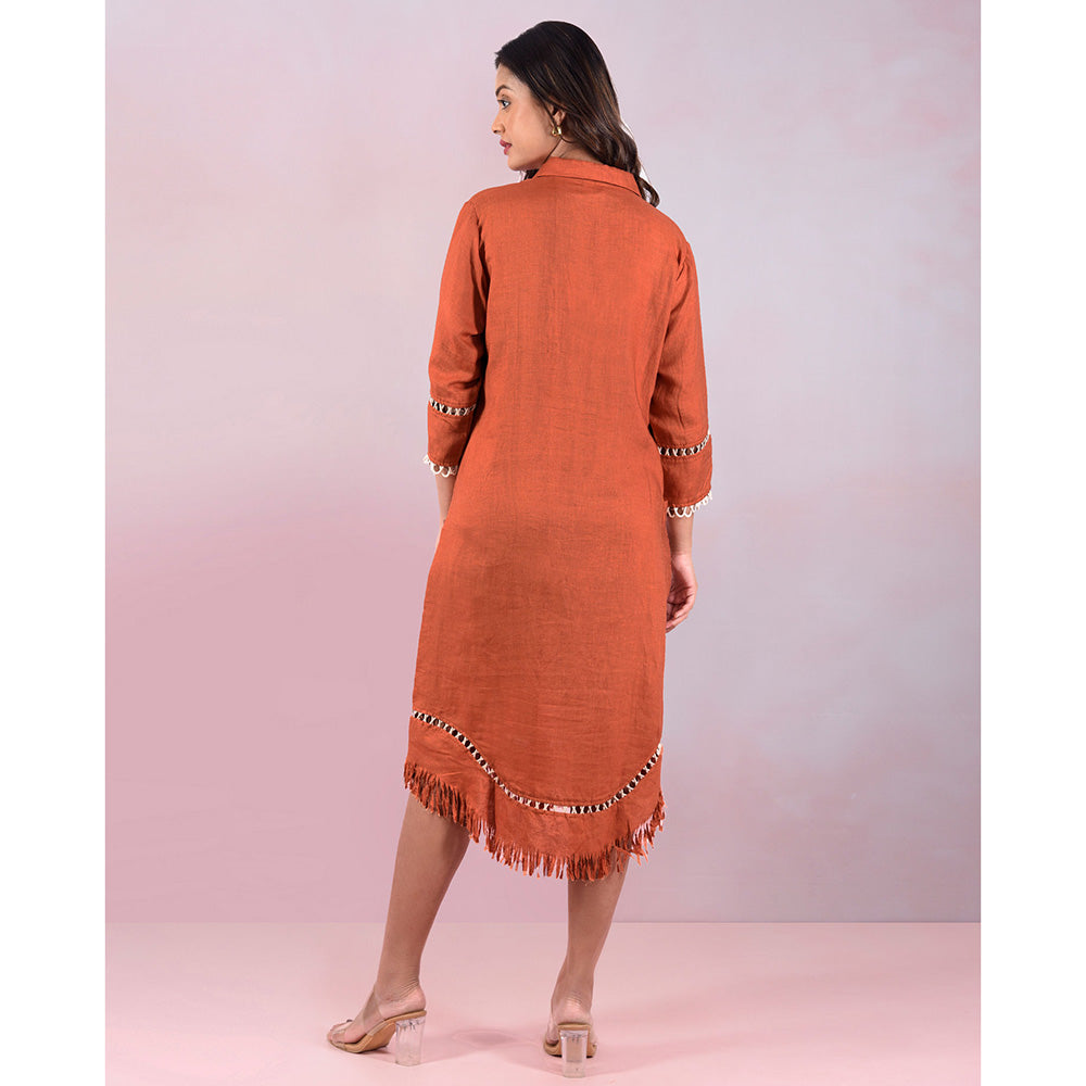 The House of Hemp Women Hemp and Lyocell Rustic Fringe Dress