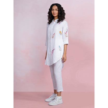 The House of Hemp Cloud Ease White Tunic with Pant (Set of 2)