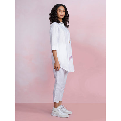 The House of Hemp Cloud Ease White Tunic with Pant (Set of 2)