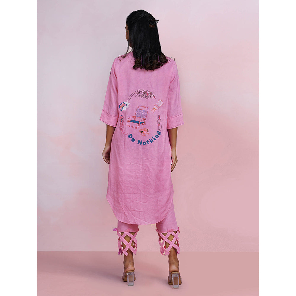The House of Hemp Blush Breeze Pink Kurta with Pant (Set of 2)