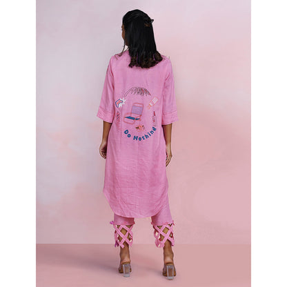 The House of Hemp Blush Breeze Pink Kurta with Pant (Set of 2)