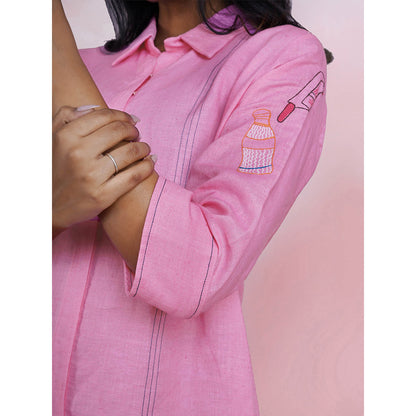 The House of Hemp Blush Breeze Pink Kurta with Pant (Set of 2)