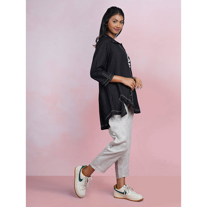 The House of Hemp Blah Blah Black Shirt with Pant (Set of 2)