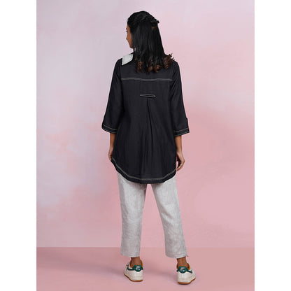 The House of Hemp Blah Blah Black Shirt with Pant (Set of 2)