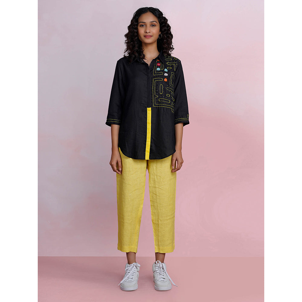 The House of Hemp Midnight Pac-Man Black Shirt with Pant (Set of 2)
