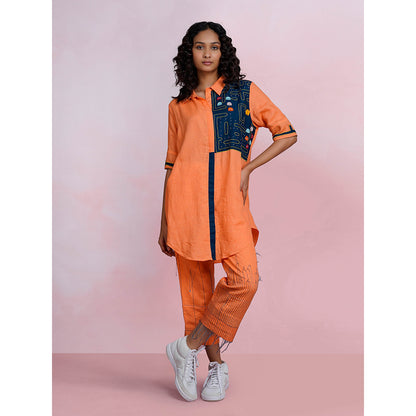 The House of Hemp Sunset Pac-Man Orange Shirt with Pant (Set of 2)