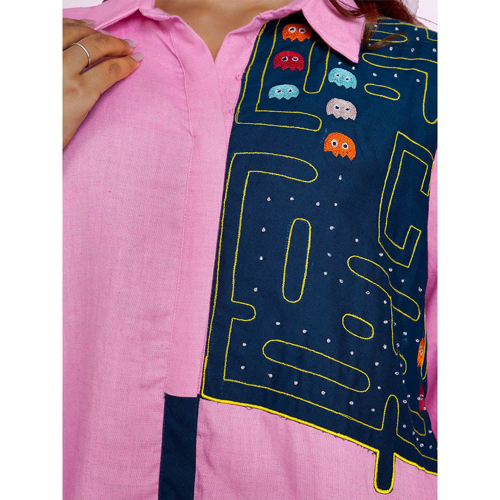 The House of Hemp Blush Pac-Man Mauve Shirt with Pant (Set of 2)