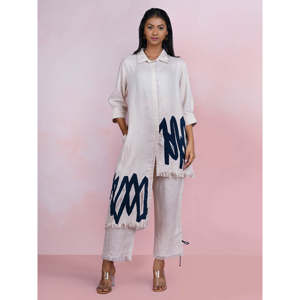 The House of Hemp Ivory Meadow Off White Kurta with Pant (Set of 2)