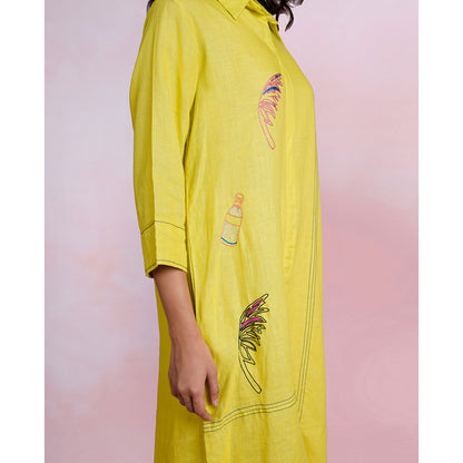 The House of Hemp Mellow Lemon Shirt Dress