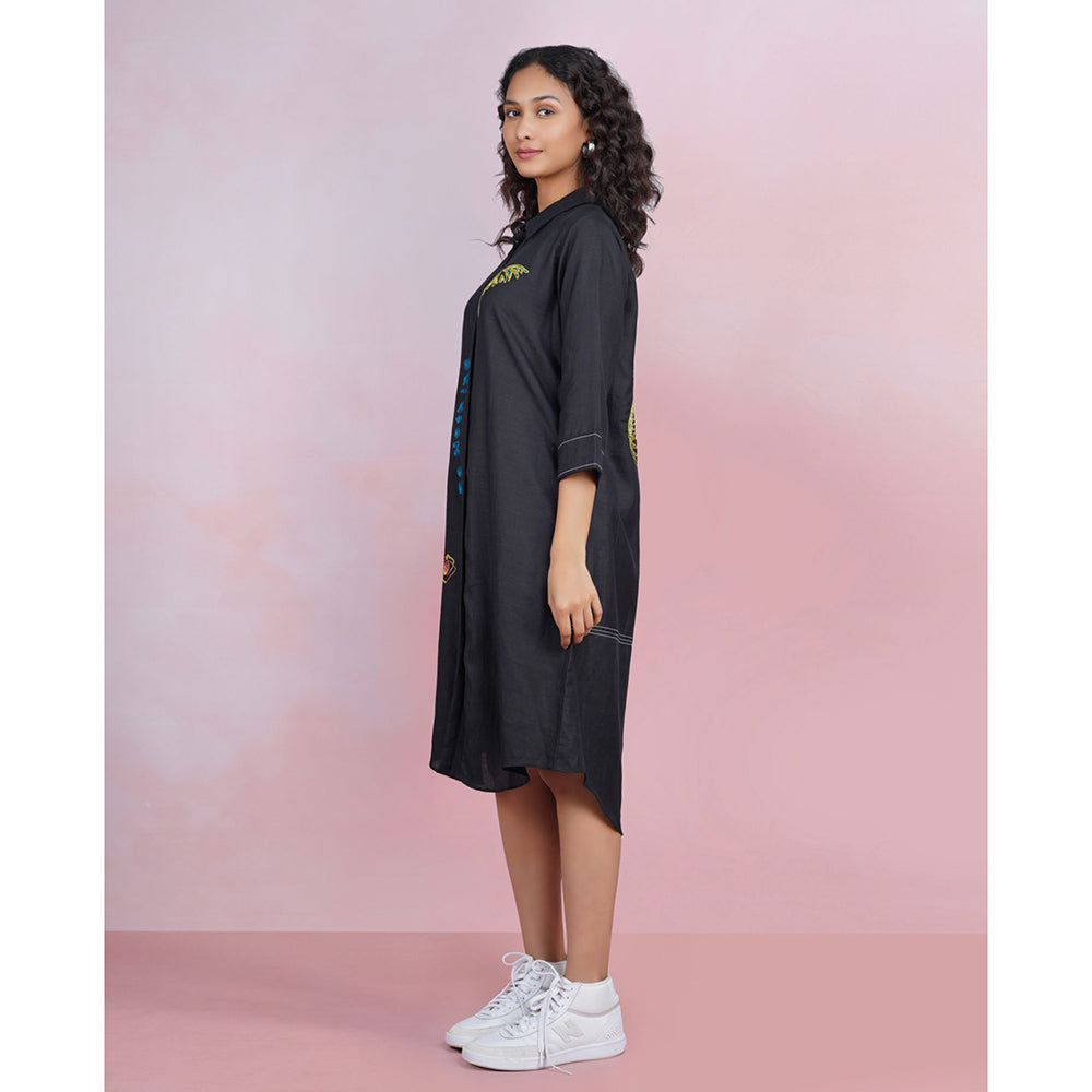 The House of Hemp Noir Tranquil Shirt Dress