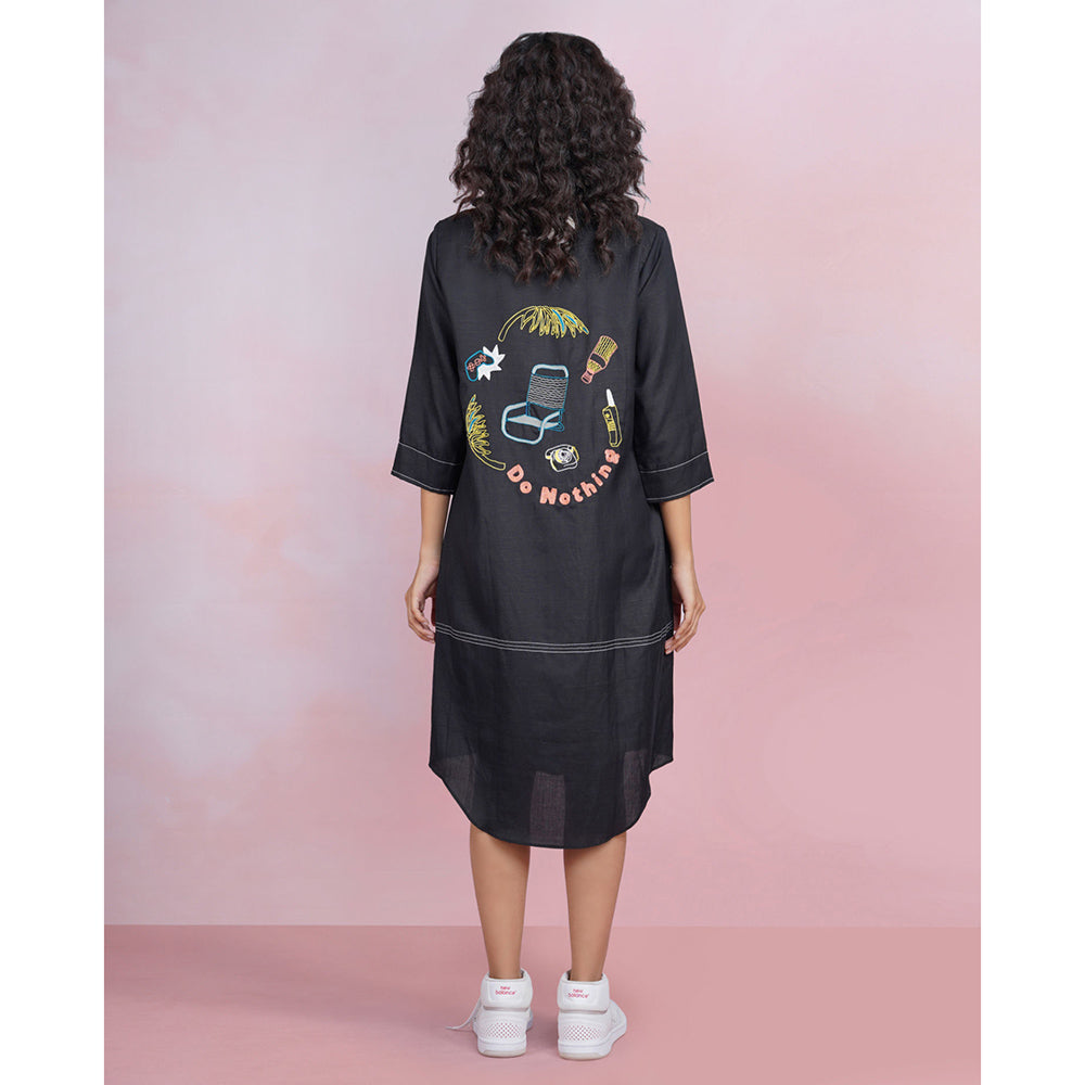 The House of Hemp Noir Tranquil Shirt Dress