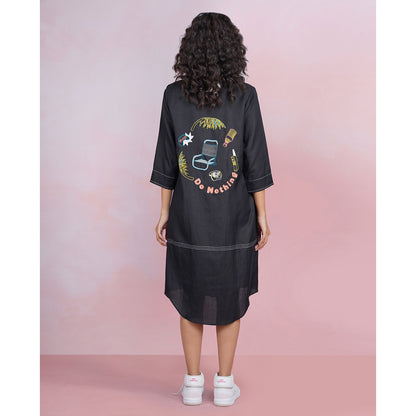 The House of Hemp Noir Tranquil Shirt Dress