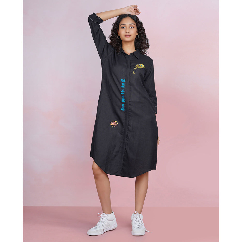 The House of Hemp Noir Tranquil Shirt Dress