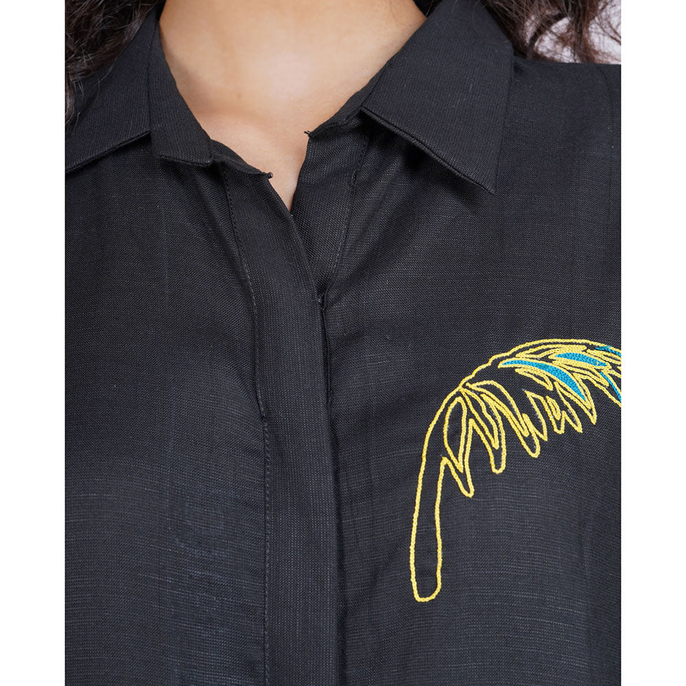 The House of Hemp Noir Tranquil Shirt Dress