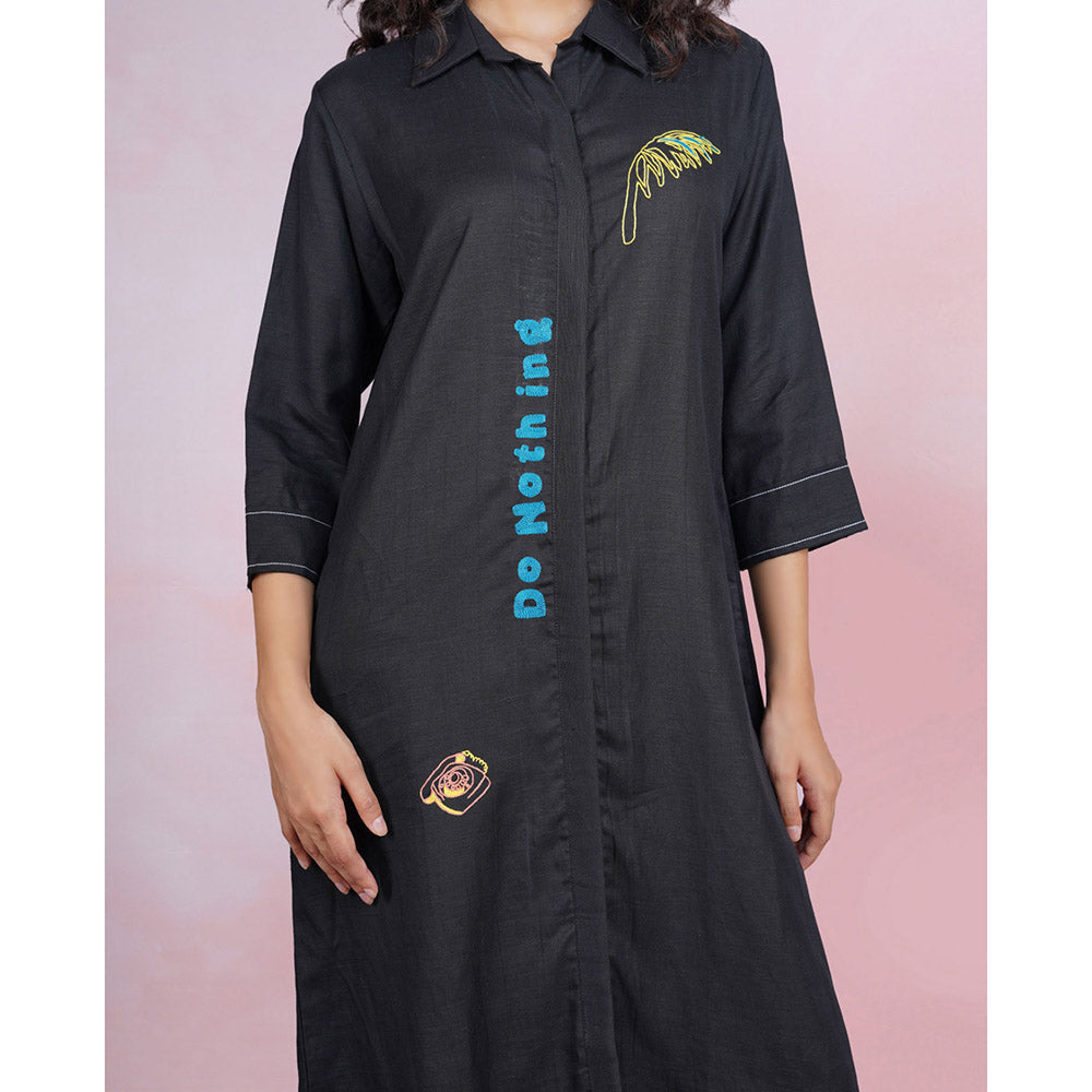 The House of Hemp Noir Tranquil Shirt Dress