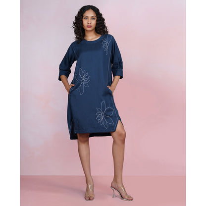 The House of Hemp Navy Blue Bloom Dress
