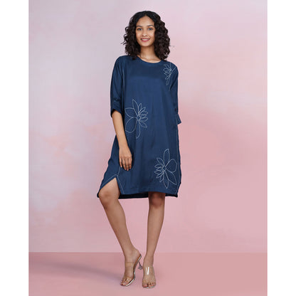 The House of Hemp Navy Blue Bloom Dress