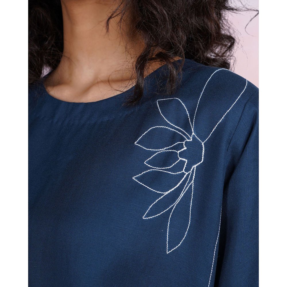 The House of Hemp Navy Blue Bloom Dress