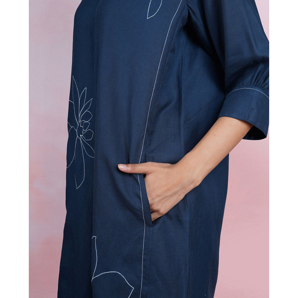 The House of Hemp Navy Blue Bloom Dress