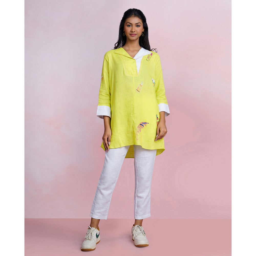 The House of Hemp Still Sage Embroidered Top