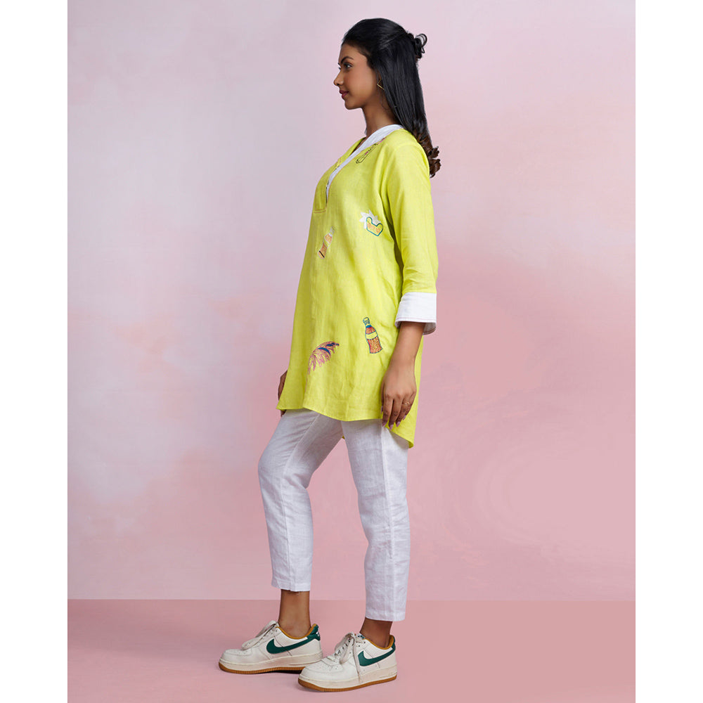 The House of Hemp Still Sage Embroidered Top