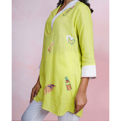 The House of Hemp Still Sage Embroidered Top