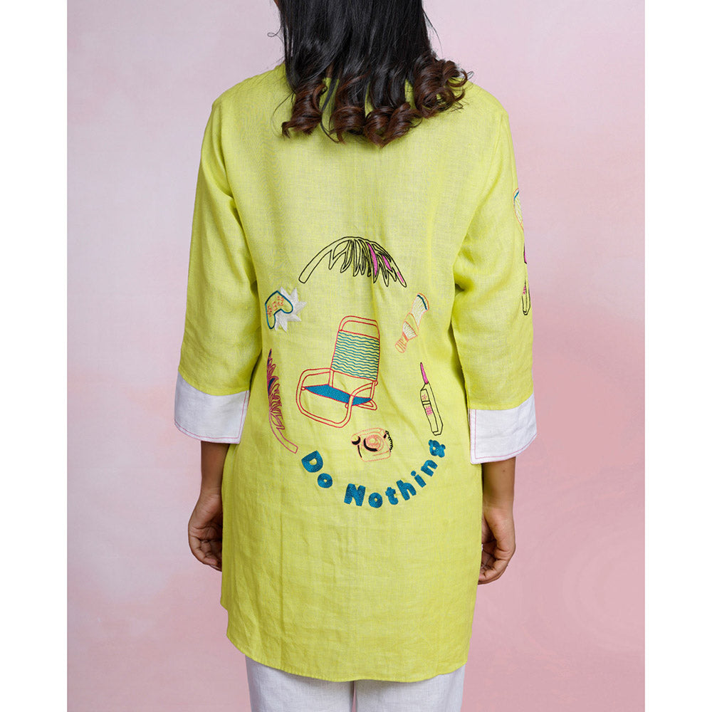 The House of Hemp Still Sage Embroidered Top