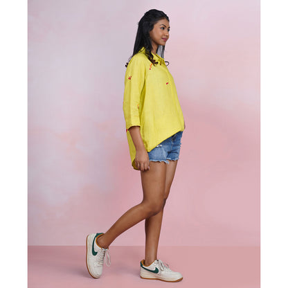 The House of Hemp Sage Stacks Embroidered Shirt