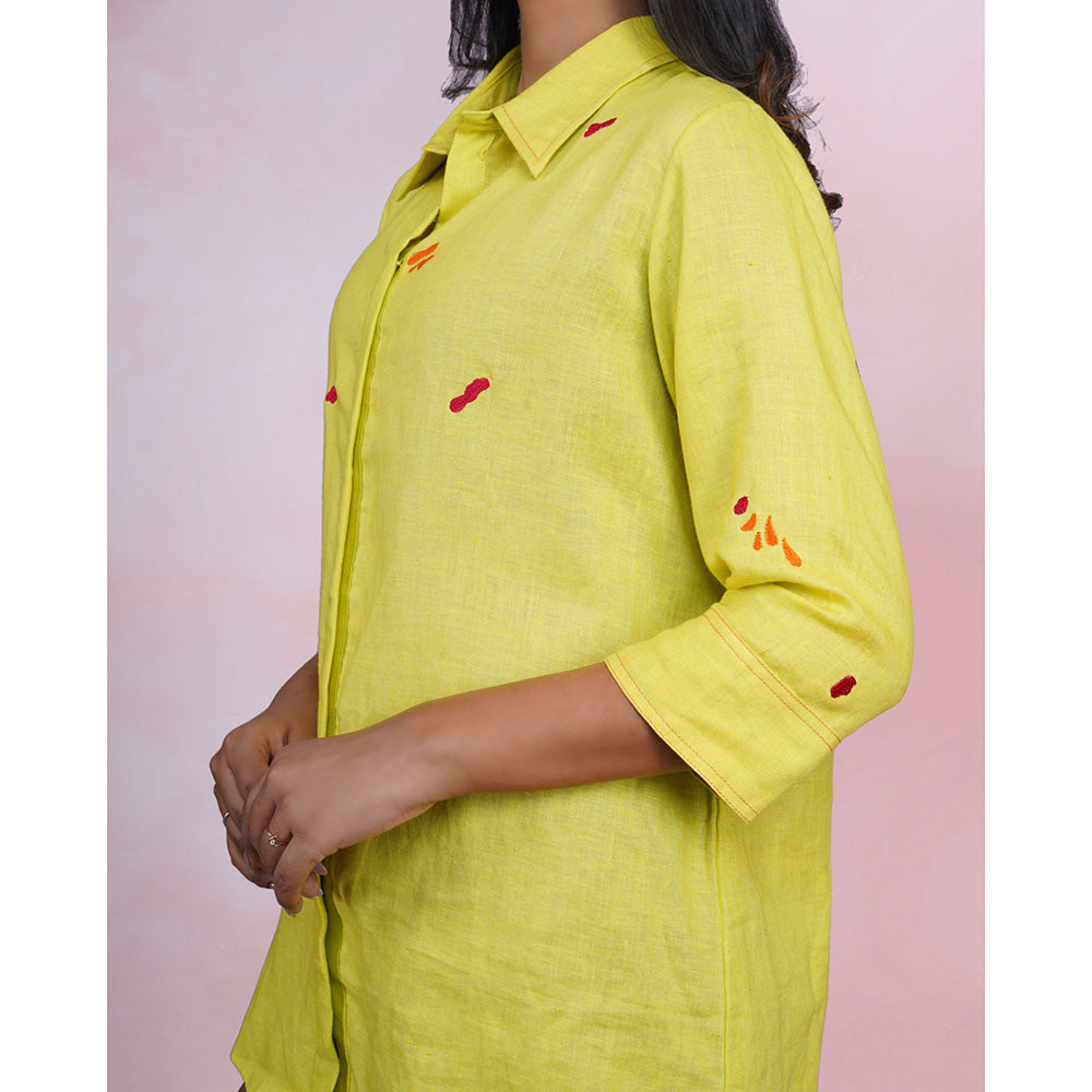 The House of Hemp Sage Stacks Embroidered Shirt