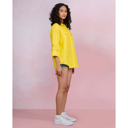 The House of Hemp Golden Stacks Embroidered Shirt