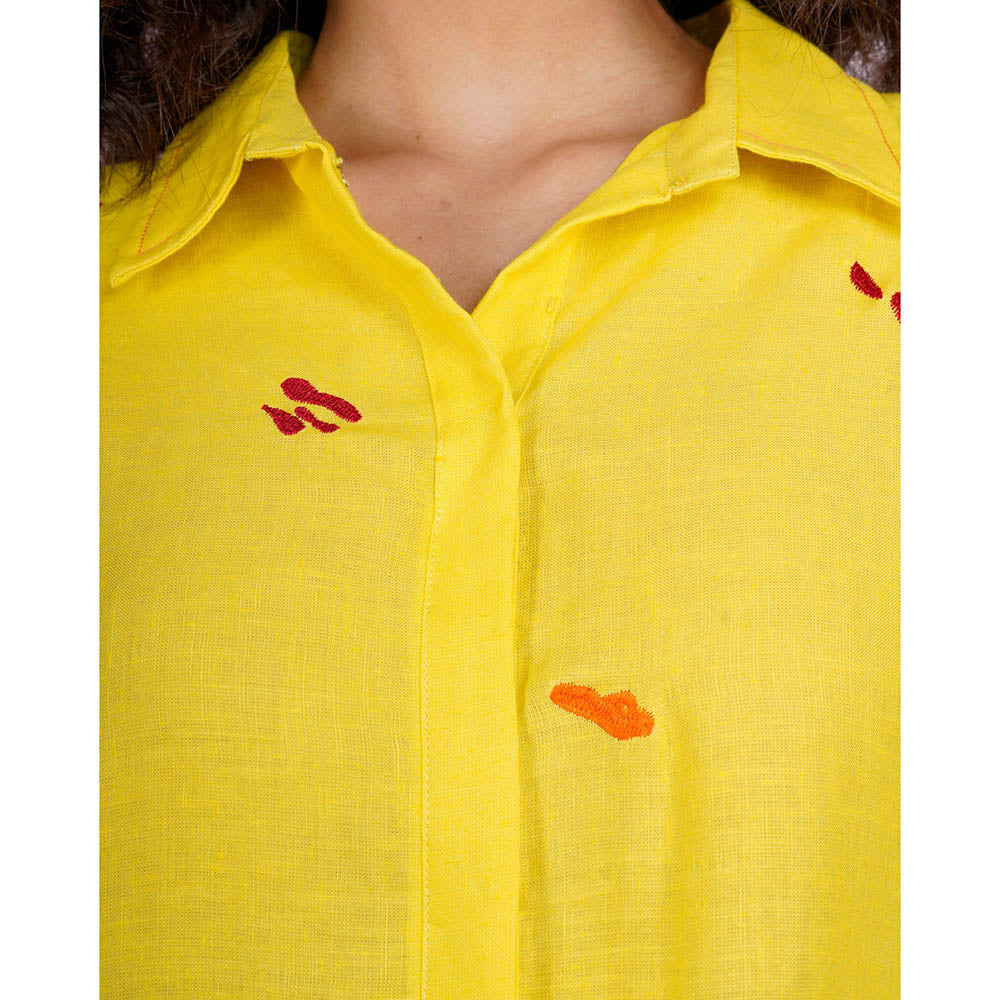The House of Hemp Golden Stacks Embroidered Shirt
