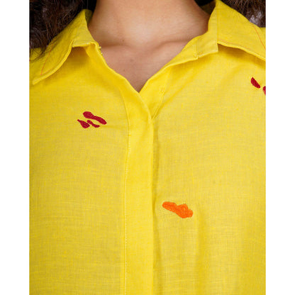 The House of Hemp Golden Stacks Embroidered Shirt