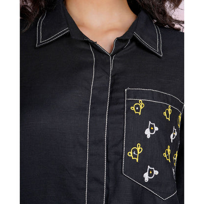 The House of Hemp Sunset Cactus Embroidered Shirt