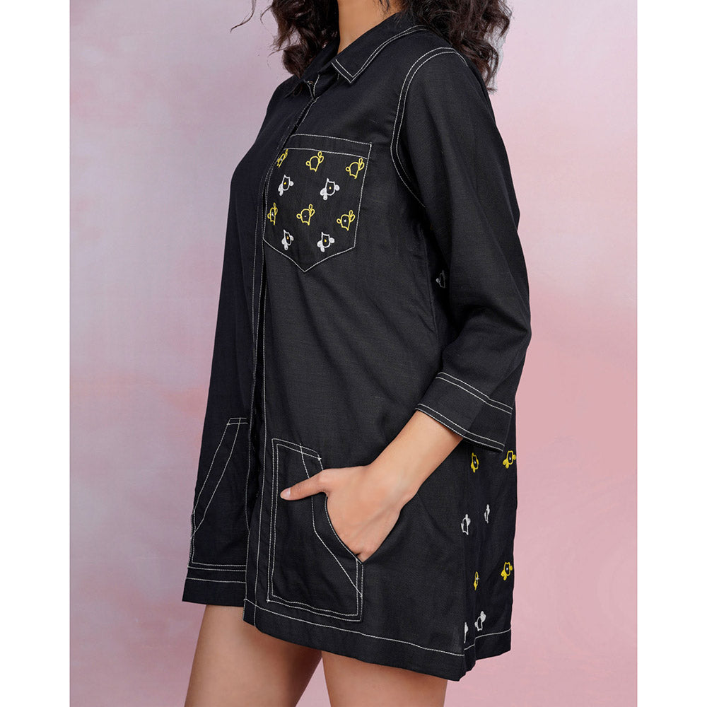 The House of Hemp Sunset Cactus Embroidered Shirt