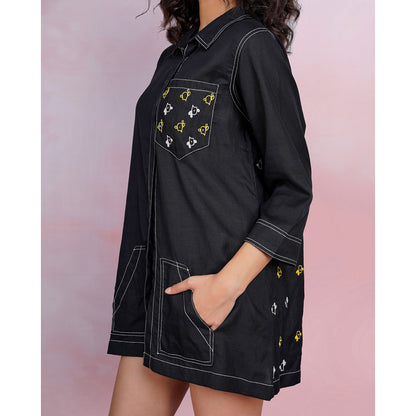 The House of Hemp Sunset Cactus Embroidered Shirt