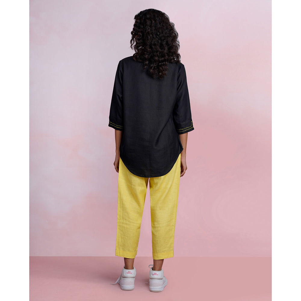 The House of Hemp Midnight Pac-Man Embroidered Shirt
