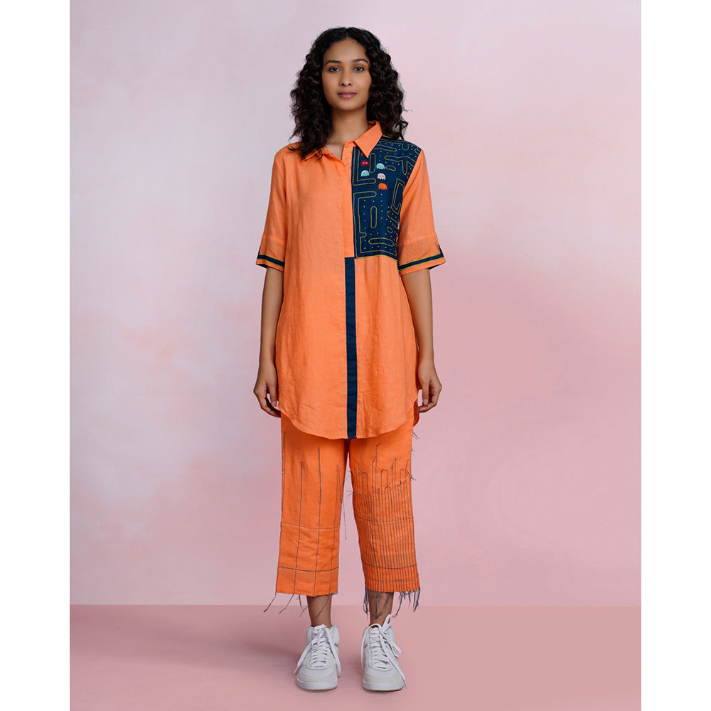 The House of Hemp Retro Maze Embroidered Shirt